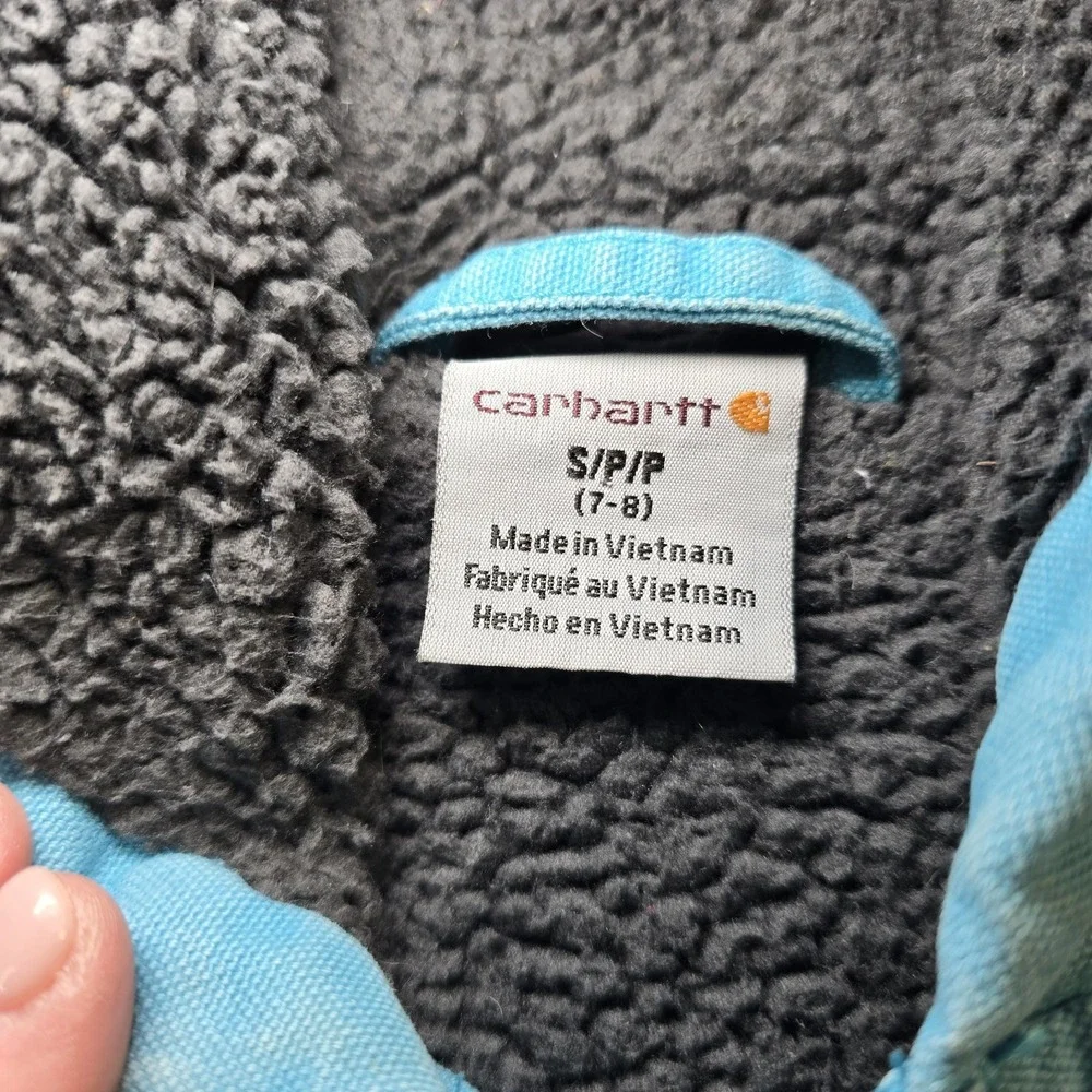 Carhartt Kids S 7/8 Sherpa Lined Sierra Jacket Blue Jul‎ 2020 CP9564 Distressed